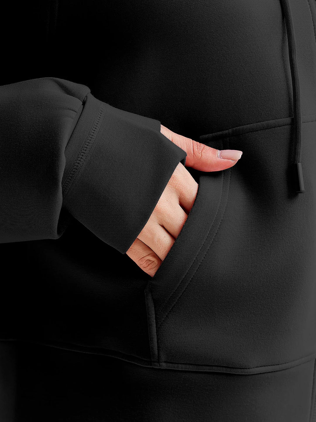A model wearing a BRXL® Oversized Cropped Zip-Up Comfort Hoodie