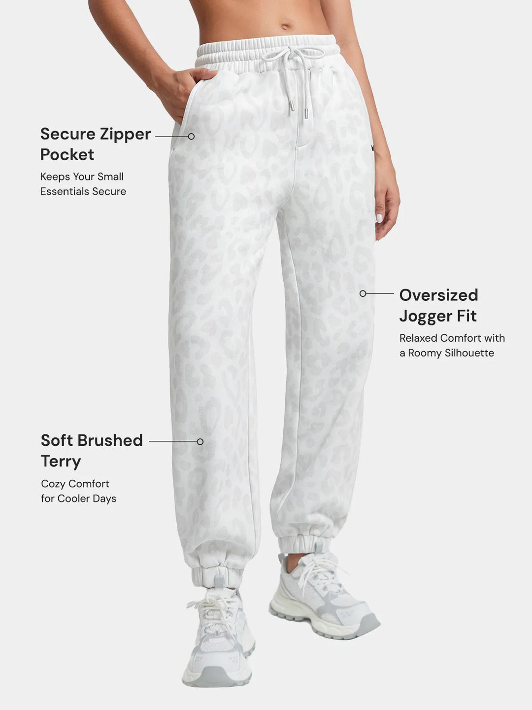 A model wearing a BRXL® Oversized Fleece Travel Jogger Sweatpants with Pockets