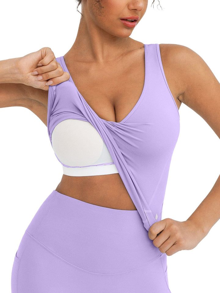 BRXL® Ruched Racerback Tank Top with Shelf Bra