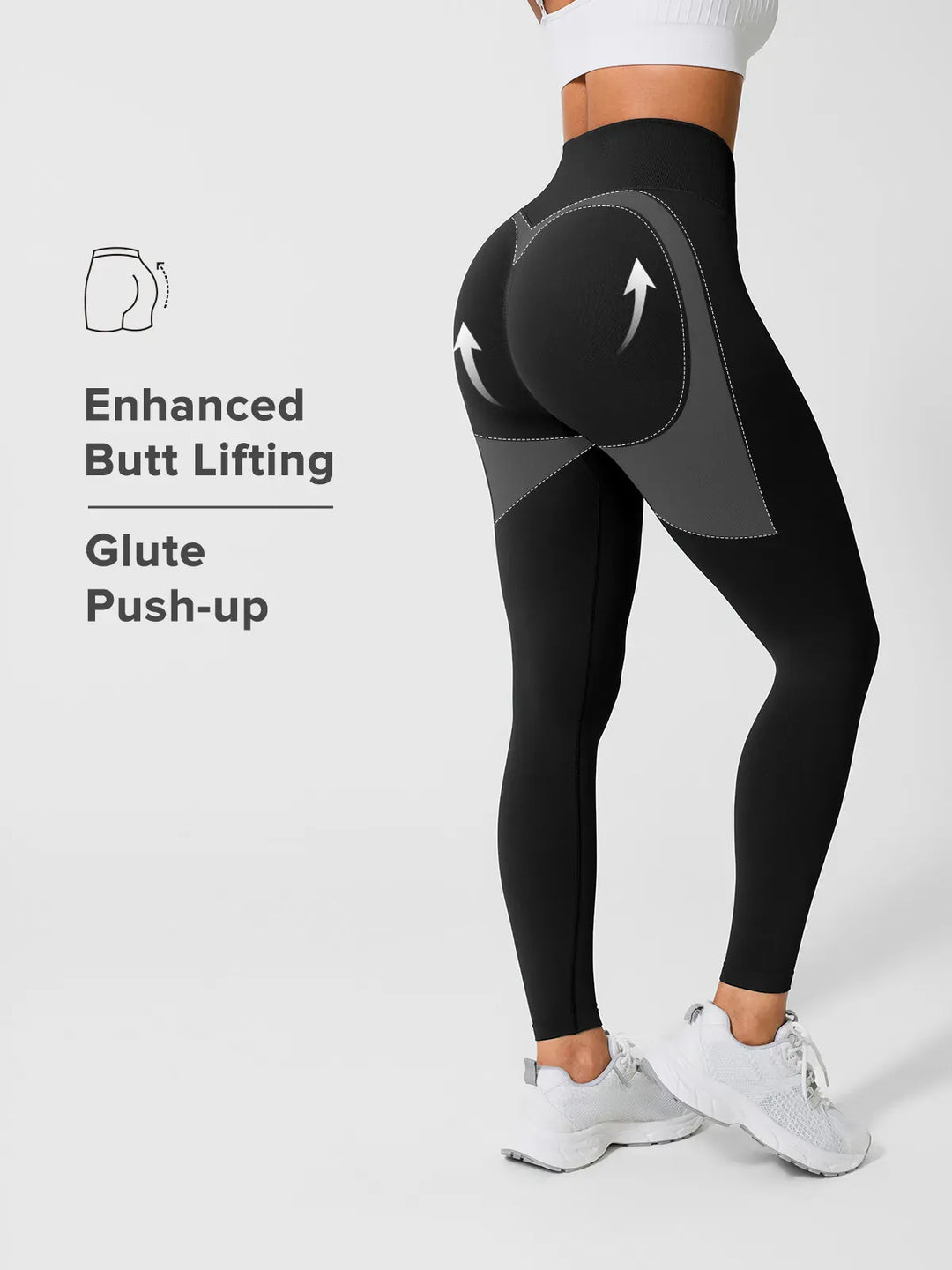 A model wearing a BRXL® Scrunch Butt Lifting Tummy Control High Waist Workout Leggings in