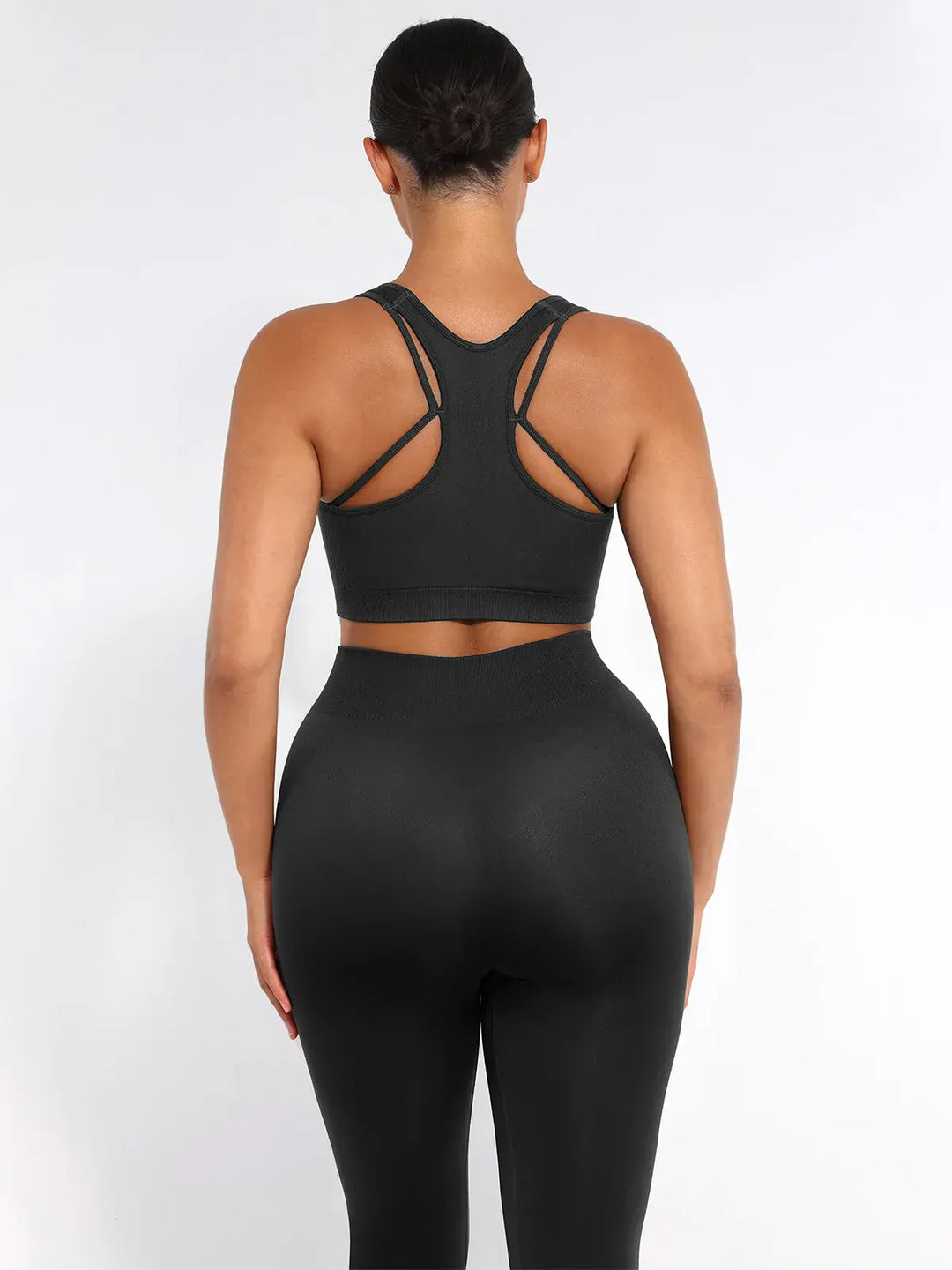 Seamless Bust Support Racerback Sports Bra with Removable Cups