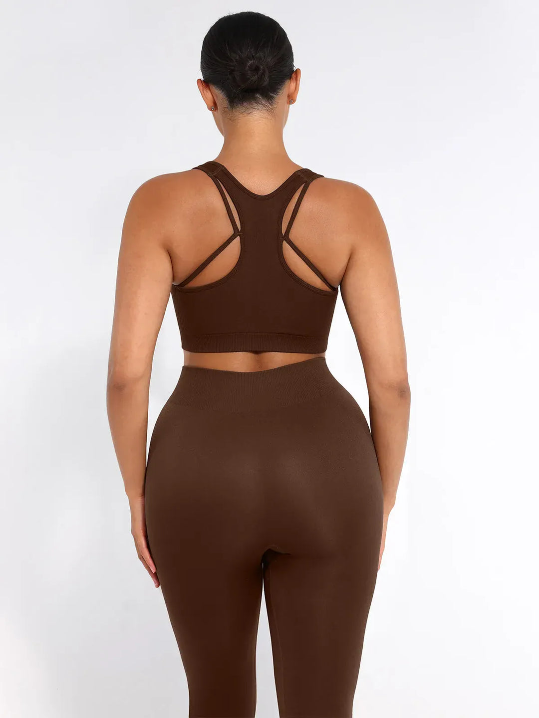 Seamless Bust Support Racerback Sports Bra with Removable Cups