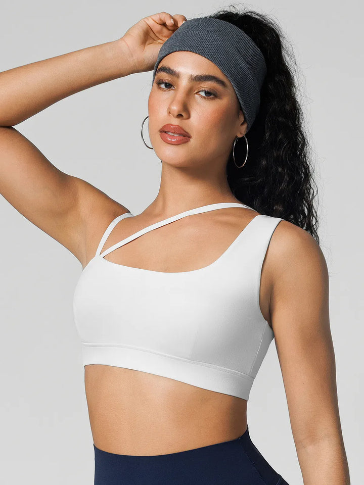 A model wearing a BRXL® Seamless Dual Style Square Neckline Sports Bra in
