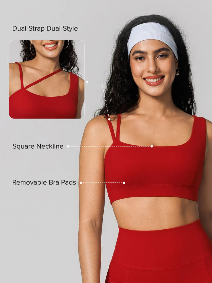 A model wearing a BRXL® Seamless Dual Style Square Neckline Sports Bra in