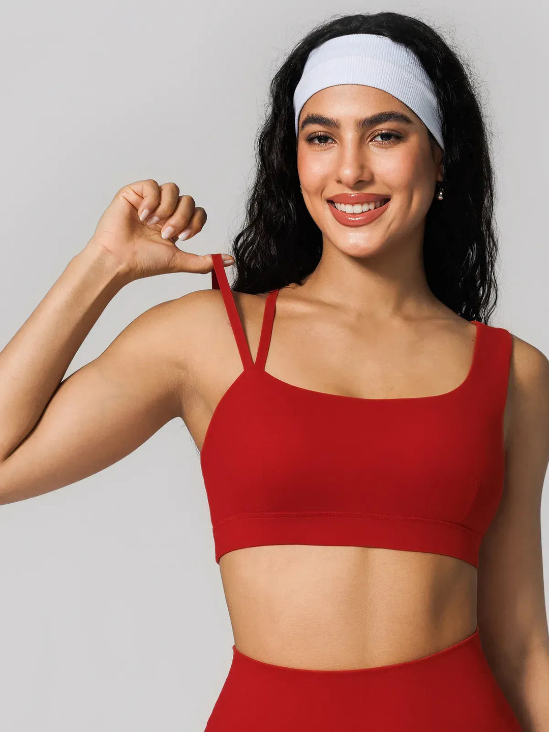 A model wearing a BRXL® Seamless Dual Style Square Neckline Sports Bra