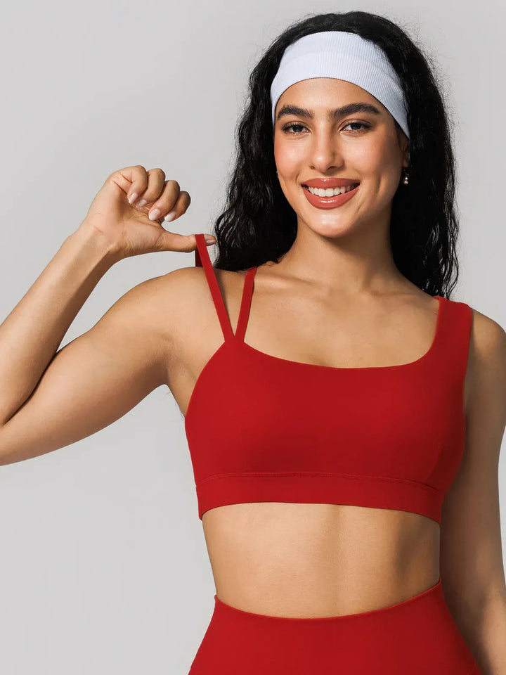 A model wearing a BRXL® Seamless Dual Style Square Neckline Sports Bra
