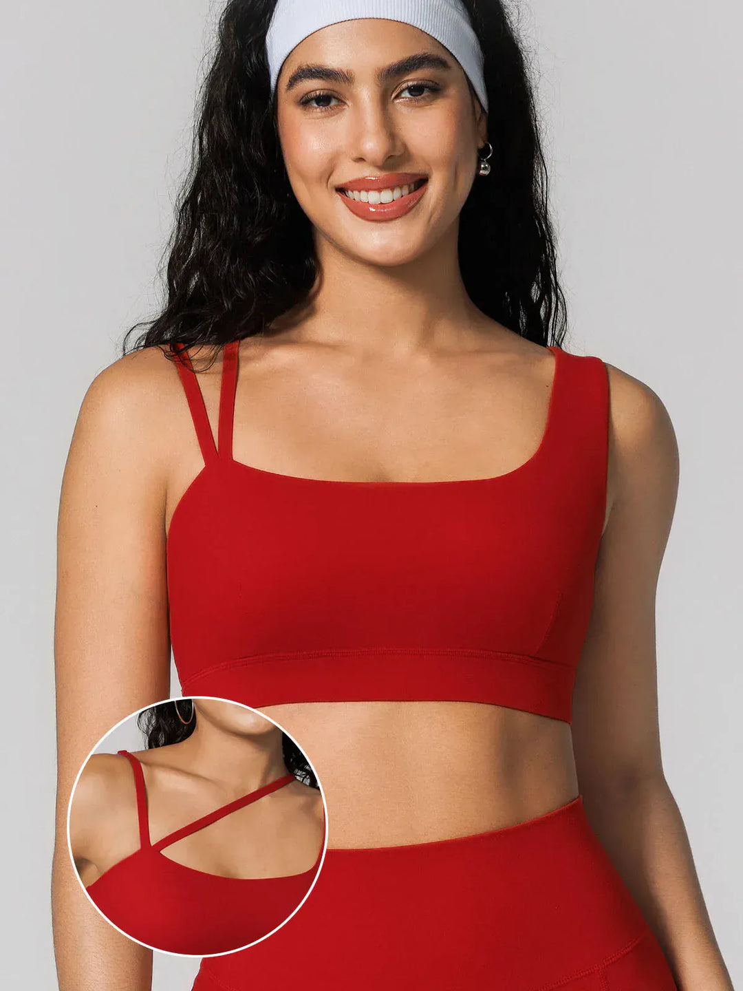 A model wearing a BRXL® Seamless Dual Style Square Neckline Sports Bra
