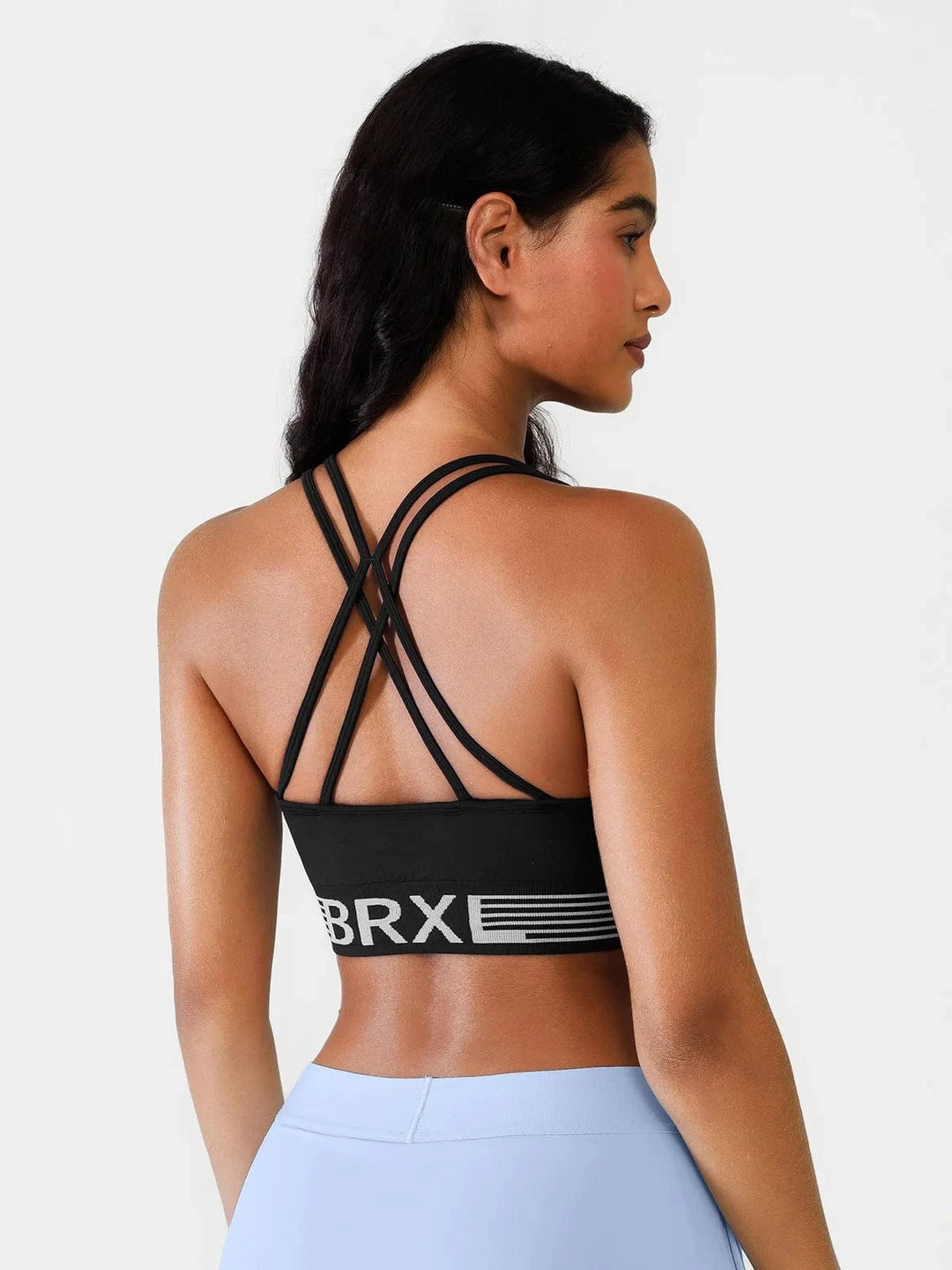 BRXL® Black / XS Seamless Low Impact Strappy Cross Back Bra