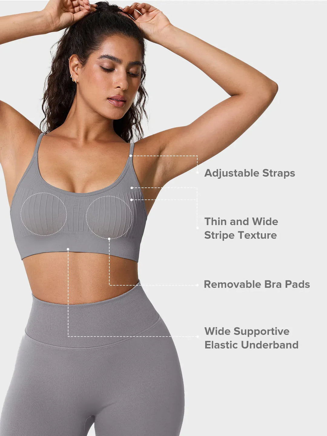 A model wearing a BRXL® Seamless Scoop Ribbed Sports Bra