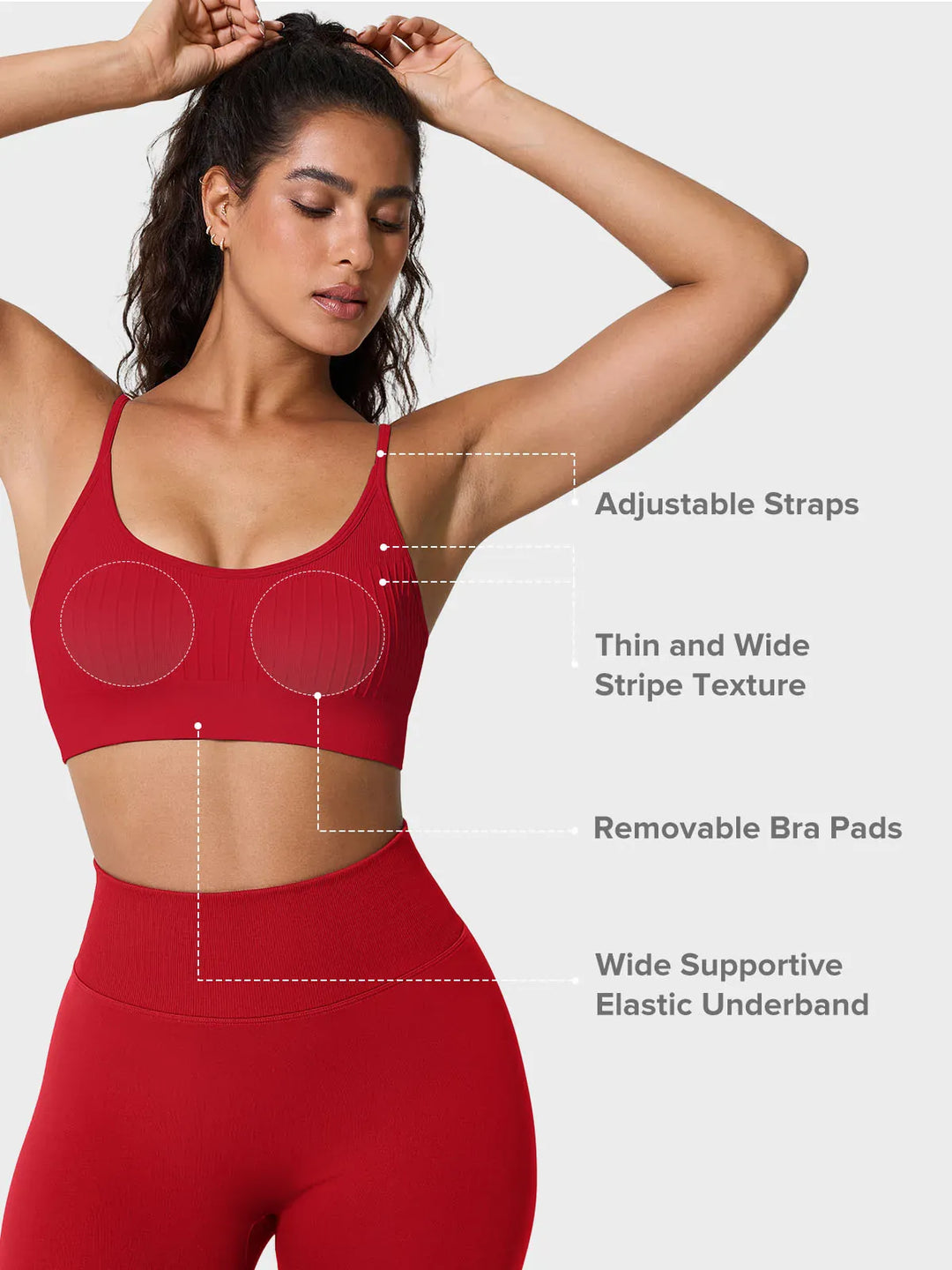 A model wearing a BRXL® Seamless Scoop Ribbed Sports Bra