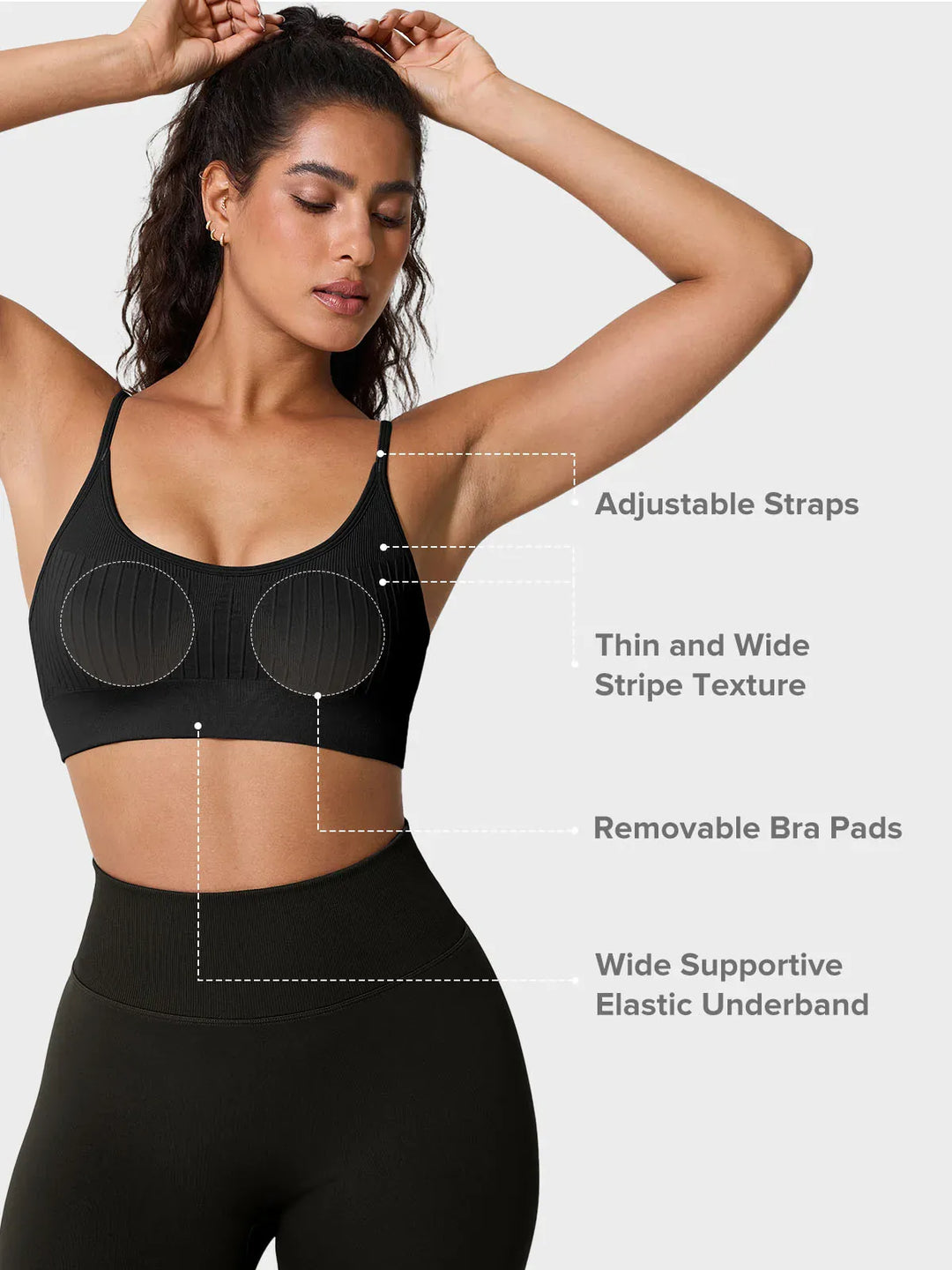 A model wearing a BRXL® Seamless Scoop Ribbed Sports Bra