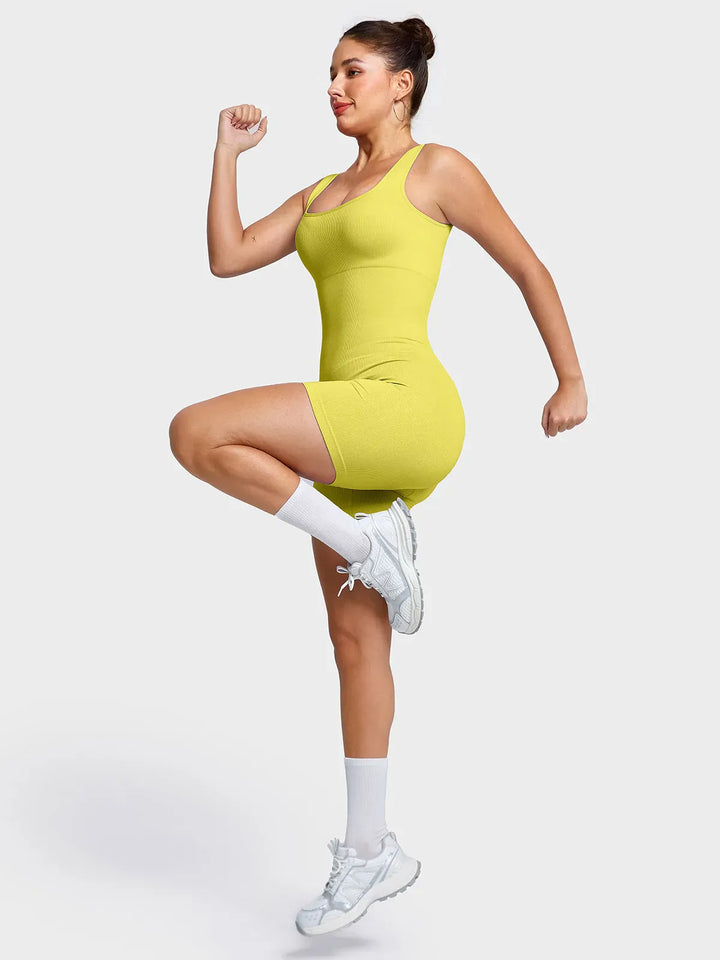 Seamless Square Neck Smoothing Sport Romper