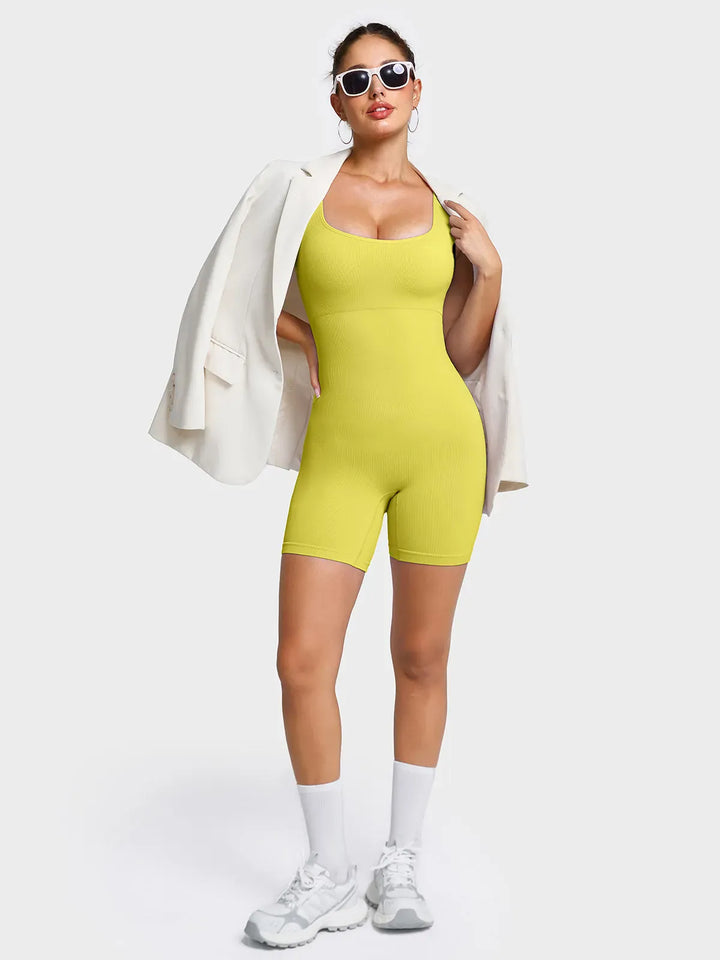 Seamless Square Neck Smoothing Sport Romper