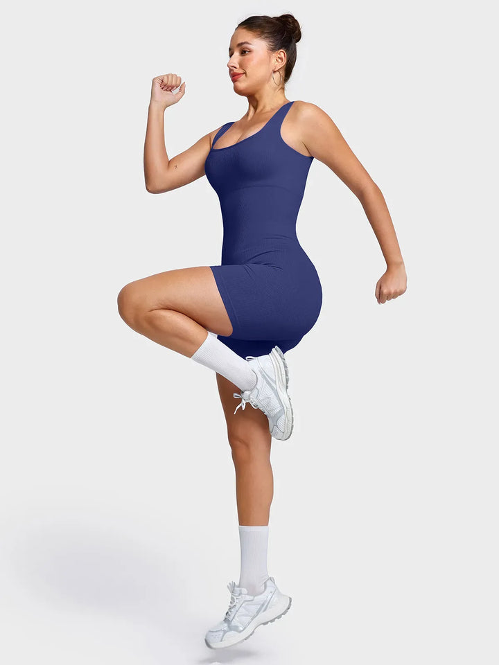 Seamless Square Neck Smoothing Sport Romper