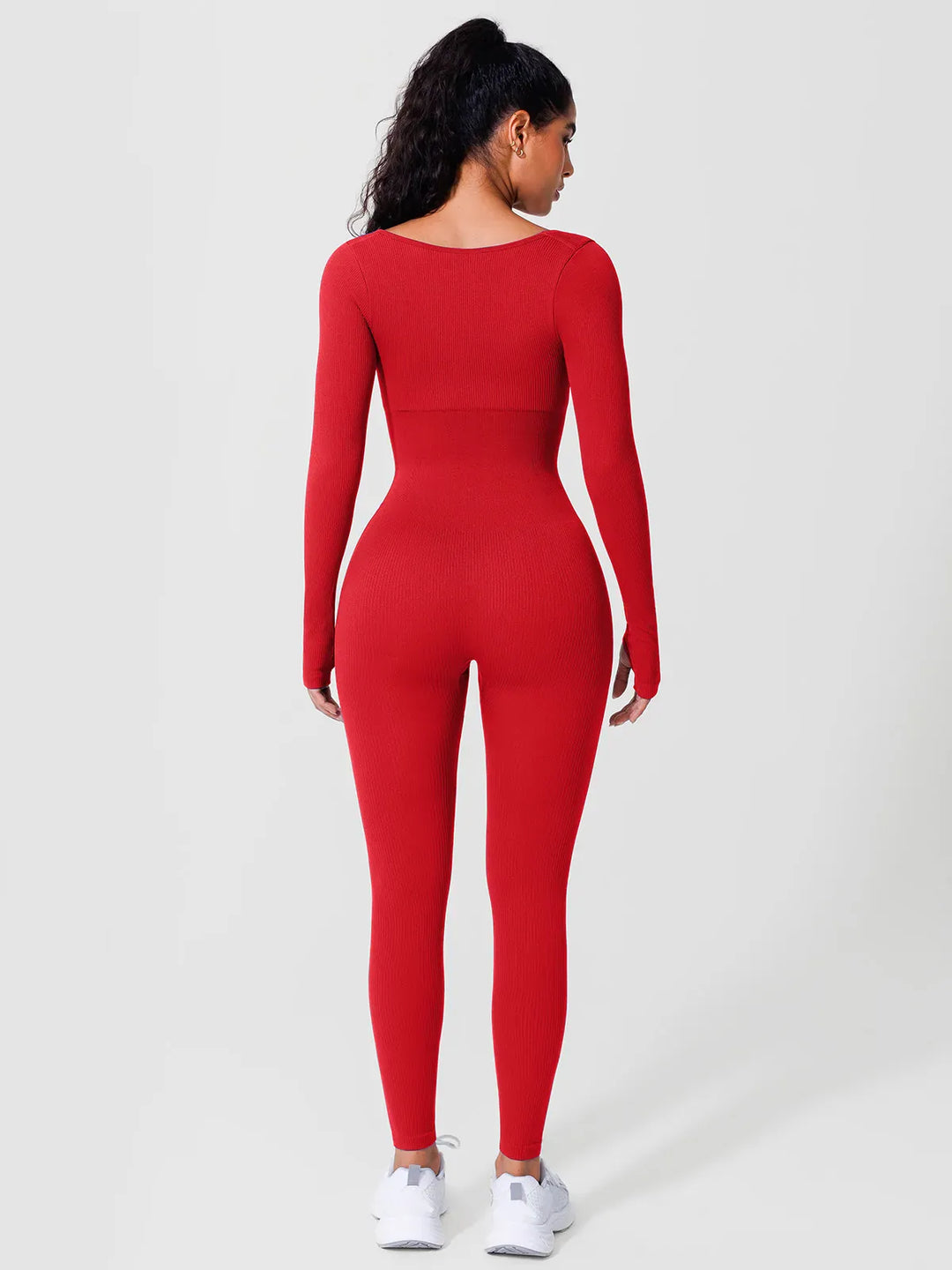 A model wearing a BRXL® Seamless Square Neck Tummy Control Jumpsuits in