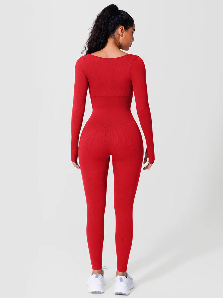 A model wearing a BRXL® Seamless Square Neck Tummy Control Jumpsuits in