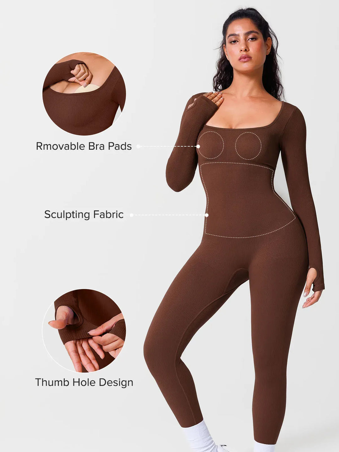 A model wearing a BRXL® Seamless Square Neck Tummy Control Jumpsuits in