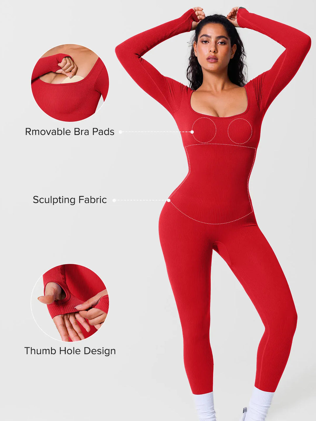 A model wearing a BRXL® Seamless Square Neck Tummy Control Jumpsuits in