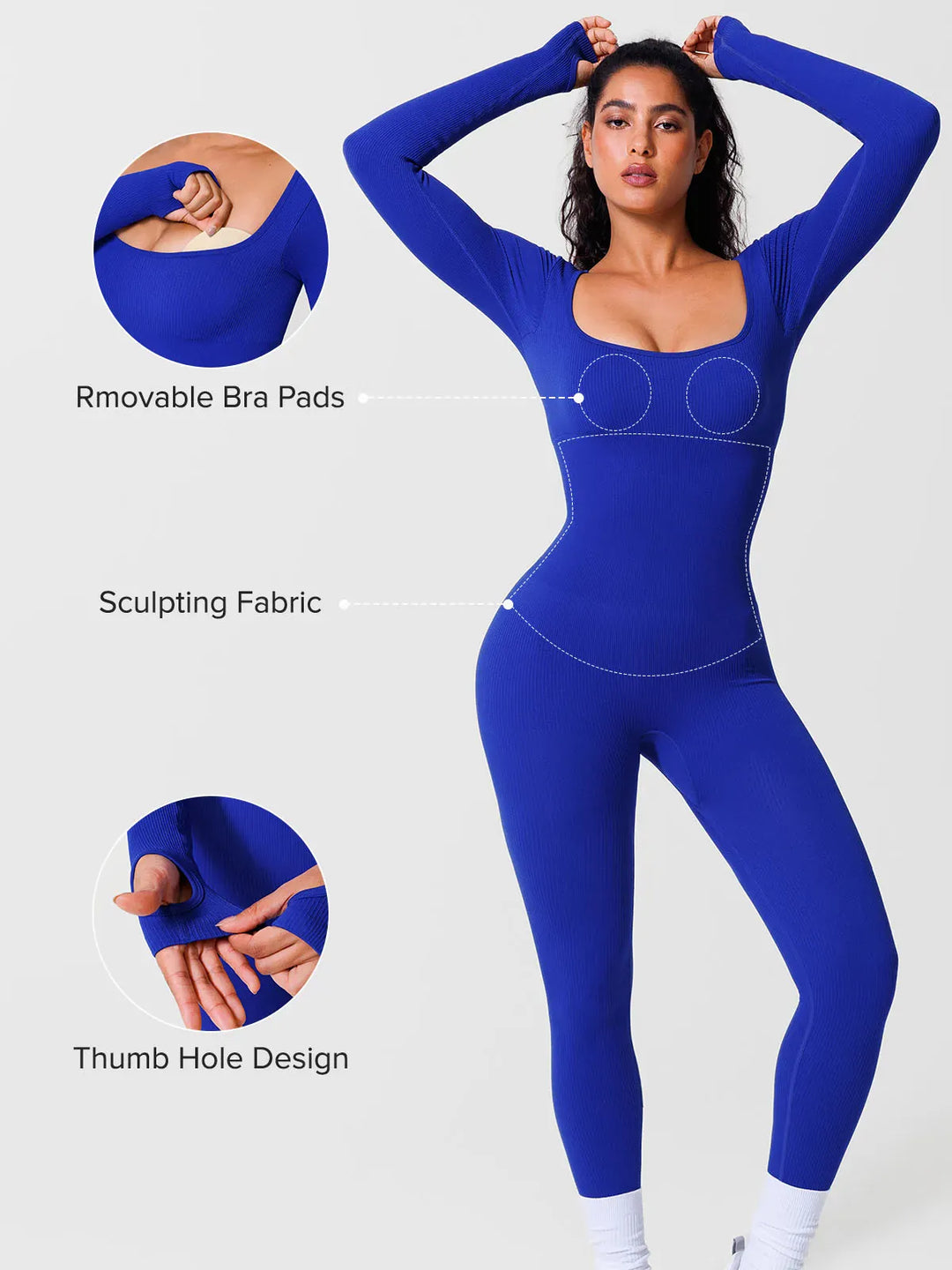 A model wearing a BRXL® Seamless Square Neck Tummy Control Jumpsuits in