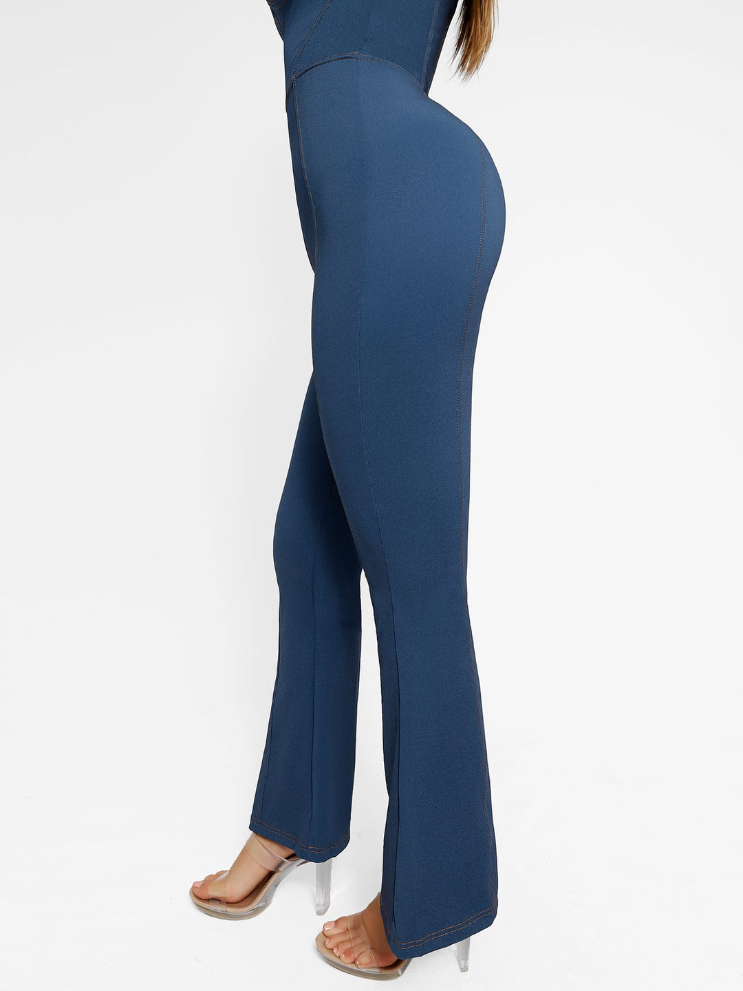 Shapewear Denim Sculpting Tank Flare Leg Jumpsuit