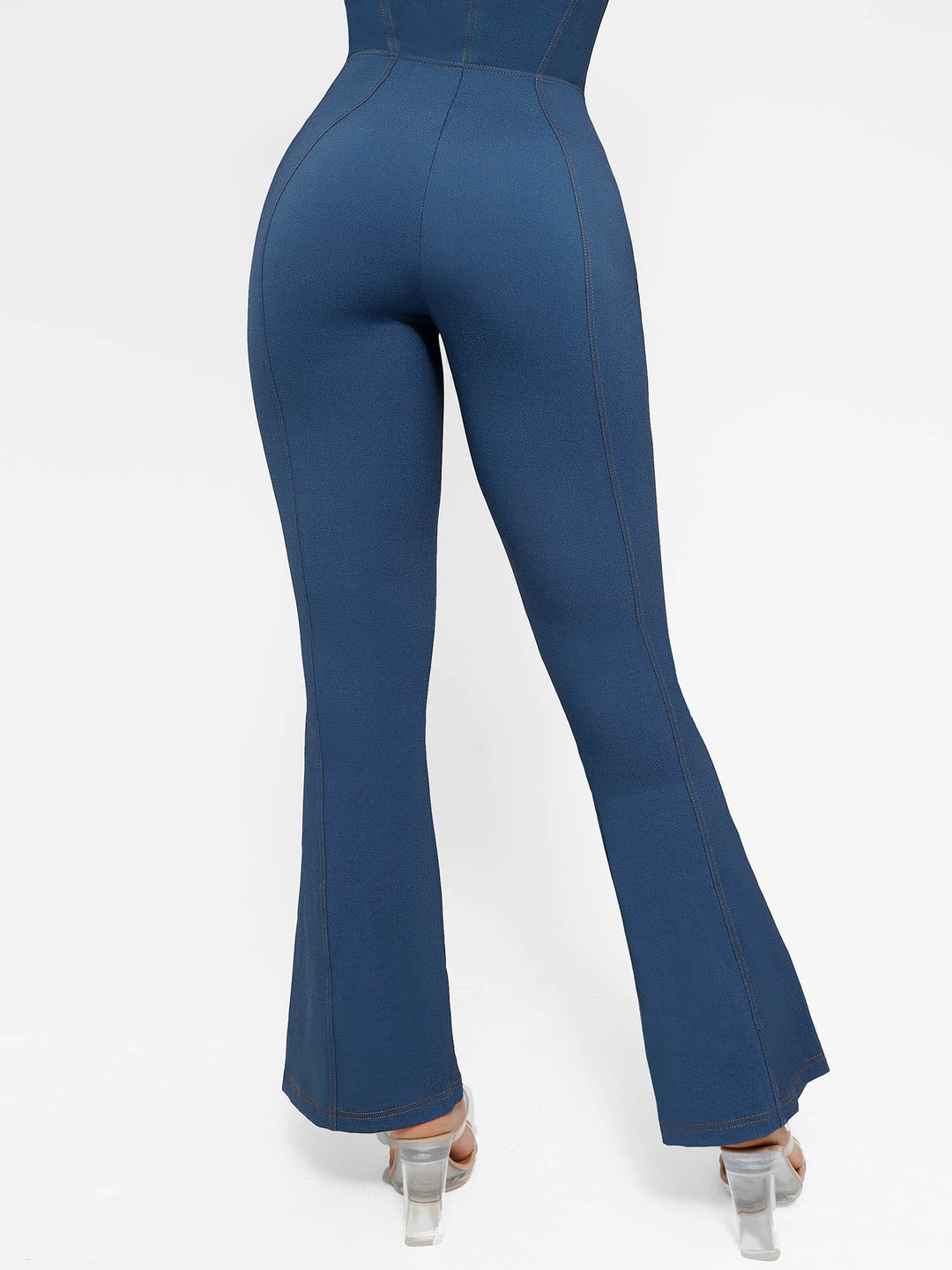 Shapewear Denim Sculpting Tank Flare Leg Jumpsuit