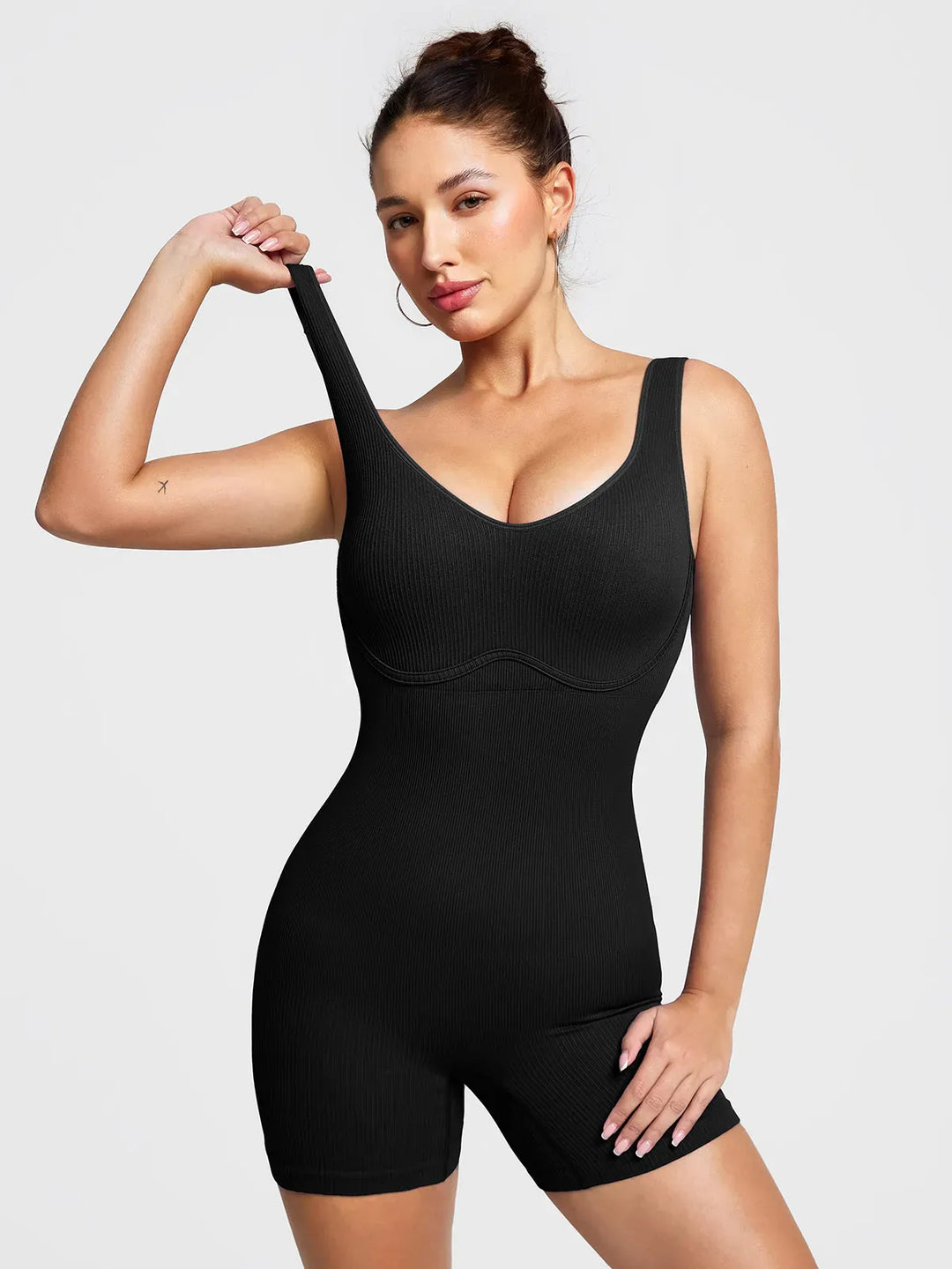 Shapewear Seamless Rib V-Neck Romper
