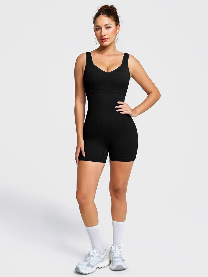 Shapewear Seamless Rib V-Neck Romper