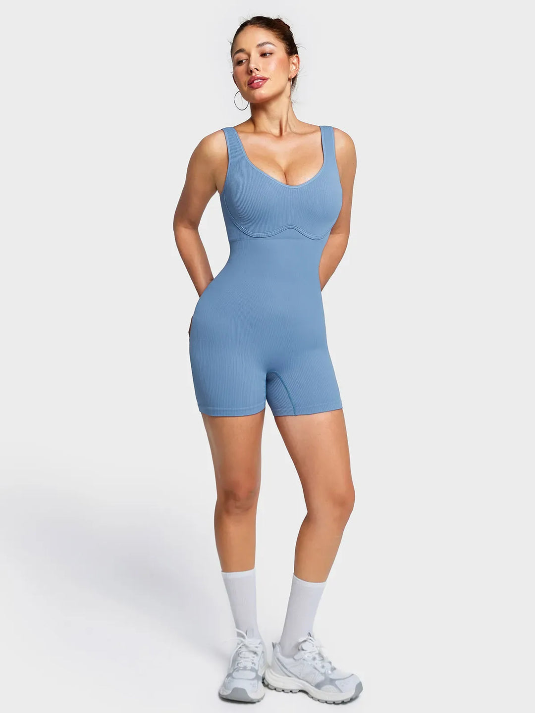 Shapewear Seamless Rib V-Neck Romper