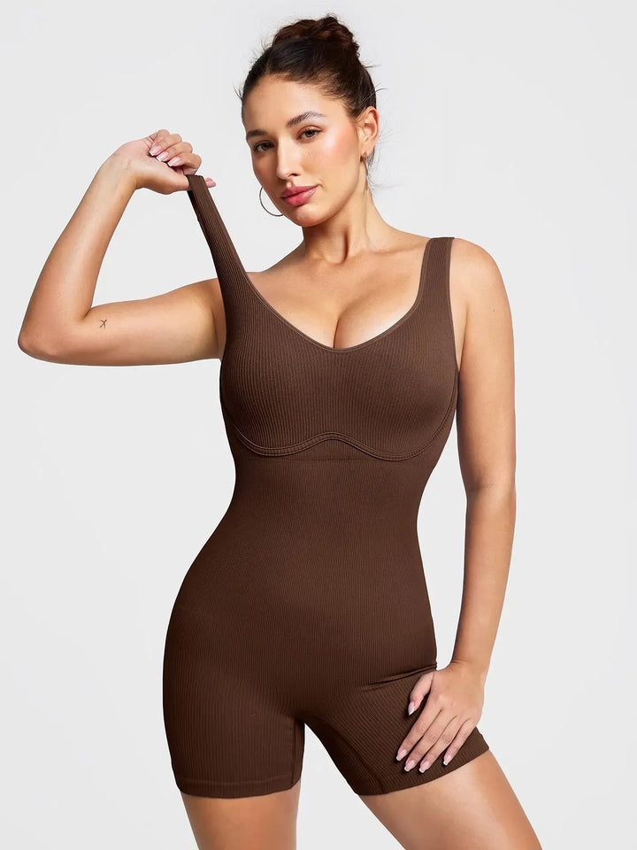 Shapewear Seamless Rib V-Neck Romper