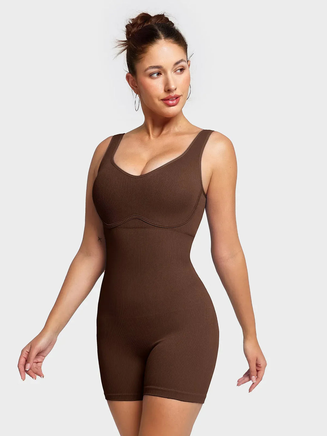Shapewear Seamless Rib V-Neck Romper