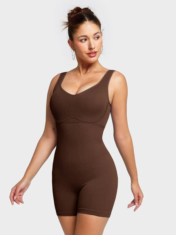 Shapewear Seamless Rib V-Neck Romper