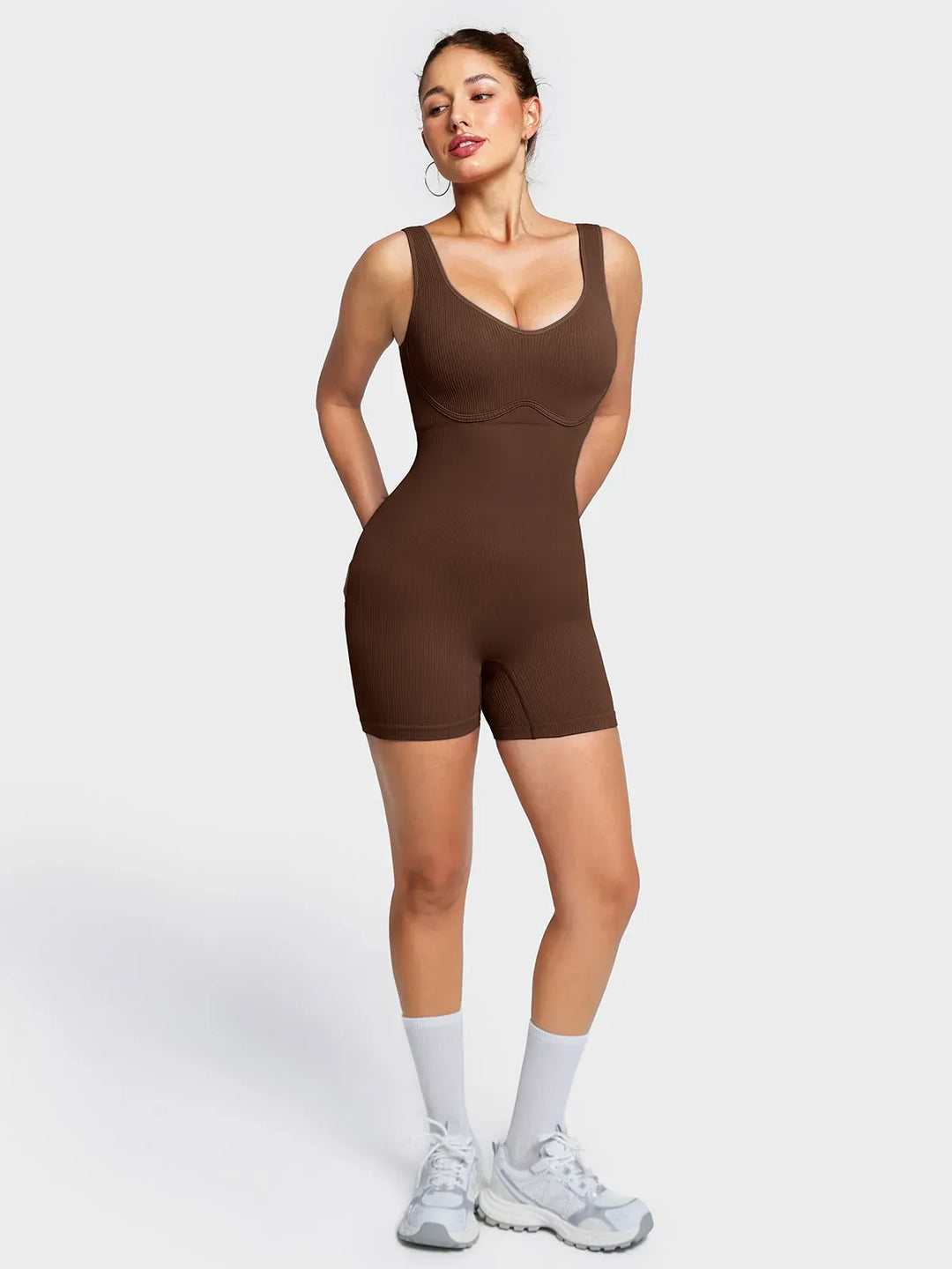 Shapewear Seamless Rib V-Neck Romper