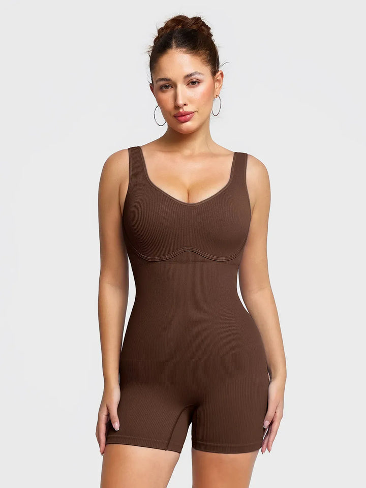 Shapewear Seamless Rib V-Neck Romper