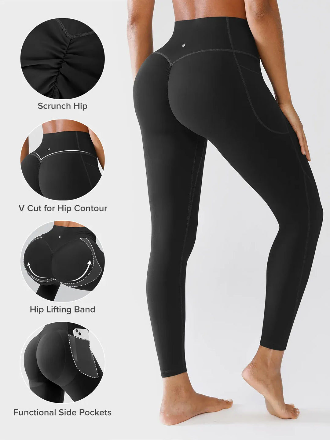 A model wearing a BRXL® Side Pocket Butt-Lift Leggings