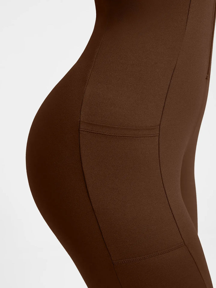 Sleeveless Body-Sculpting Zip Front Bodycon Jumpsuit