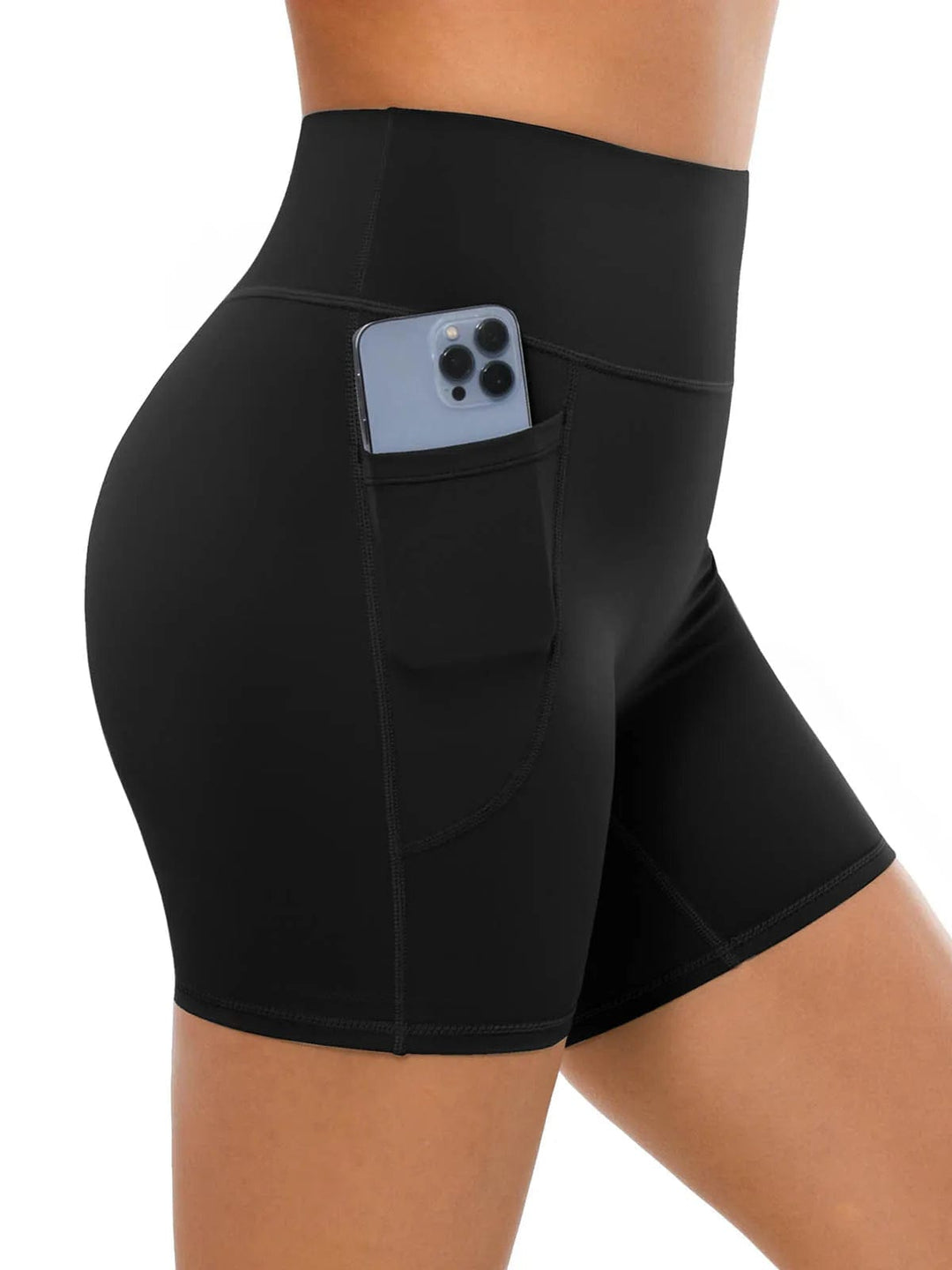 A model wearing a BRXL® Sports Bra Sculpted Shorts Sculpted Leggings Set in Shorts / Black / XS