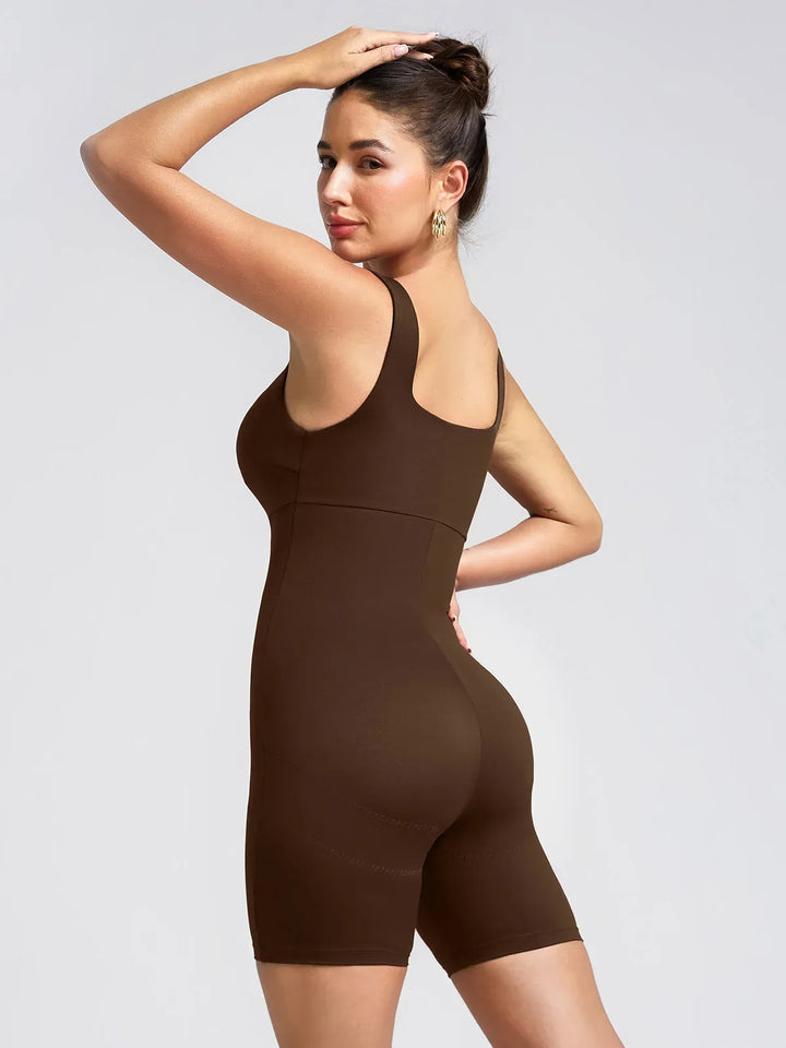 Square Neck Slimming Mid-Thigh Workout Romper