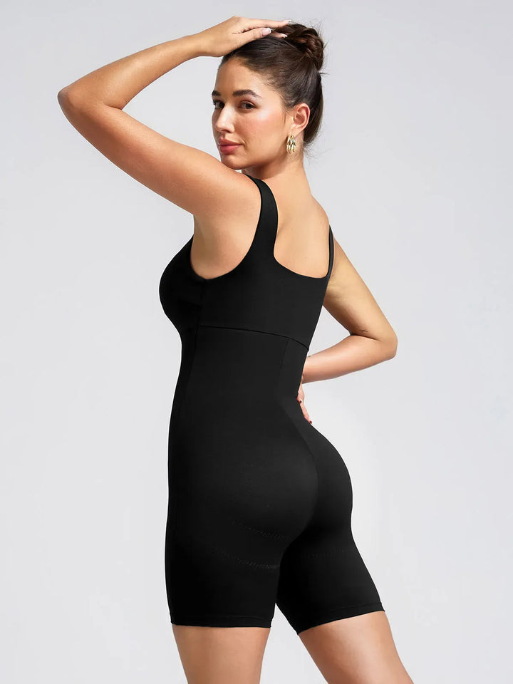 Square Neck Slimming Mid-Thigh Workout Romper