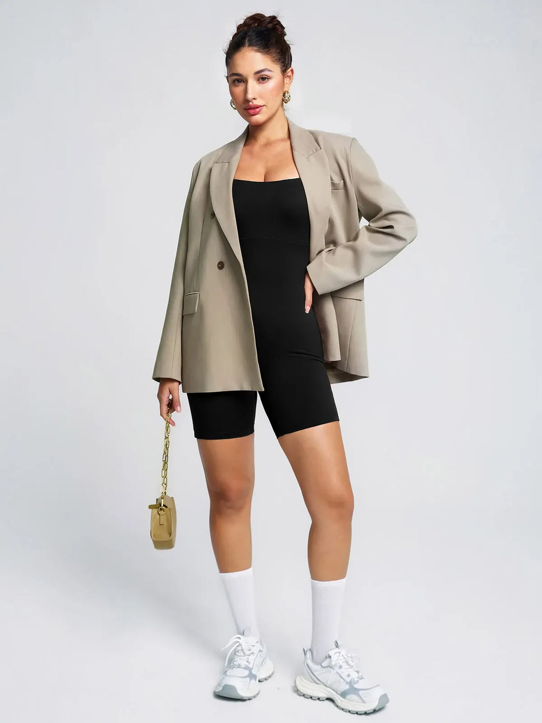 Square Neck Slimming Mid-Thigh Workout Romper