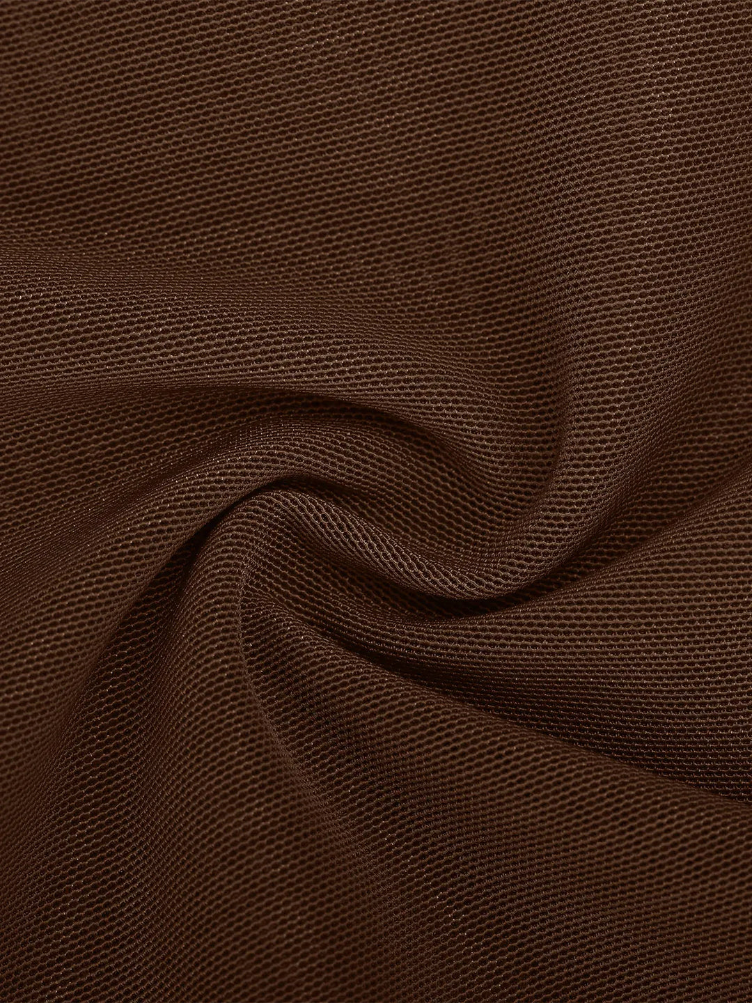 Brown textured mesh fabric, material for Popilush tummy control shapewear jumpsuit.