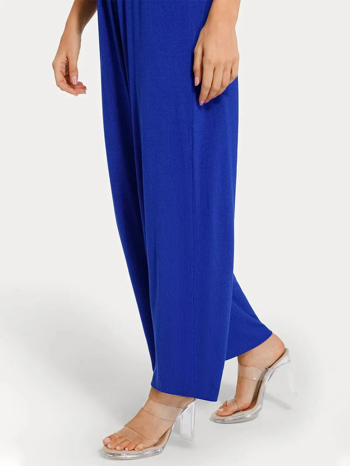 Popilush? Casual Slimming Jumpsuit Fashion Shapewear Square Neck Tummy Control Wide Leg Jumpsuit