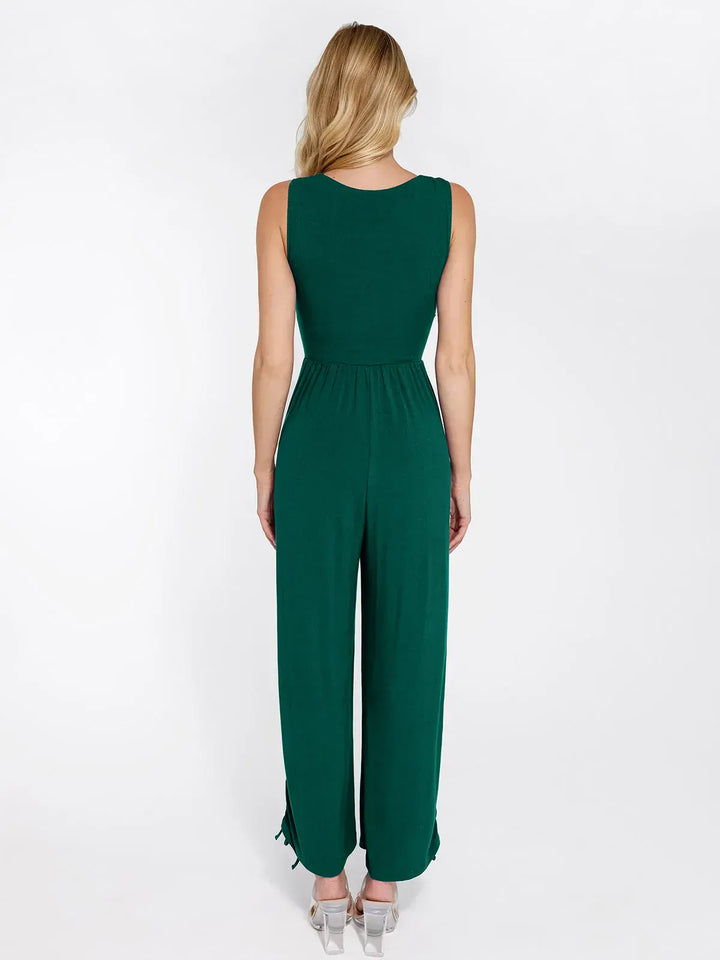 Popilush? Casual Slimming Jumpsuit Fashion Shapewear Square Neck Tummy Control Wide Leg Jumpsuit