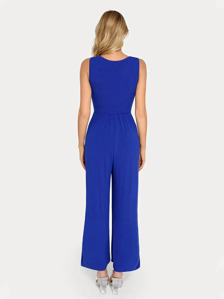 Popilush? Casual Slimming Jumpsuit Fashion Shapewear Square Neck Tummy Control Wide Leg Jumpsuit