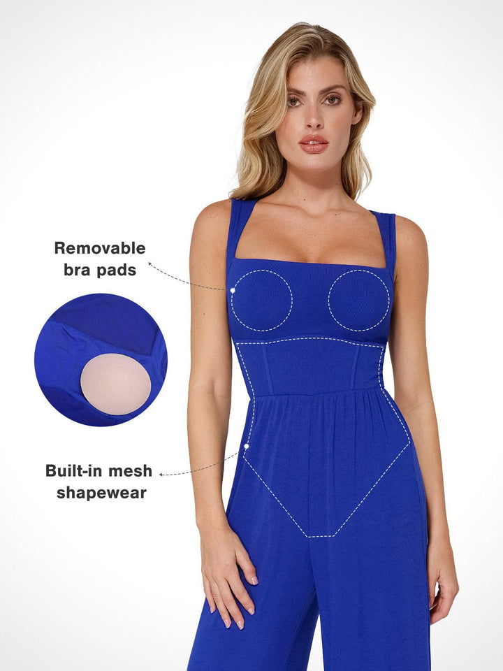 Popilush? shapewear jumpsuit with removable bra pads, built-in mesh