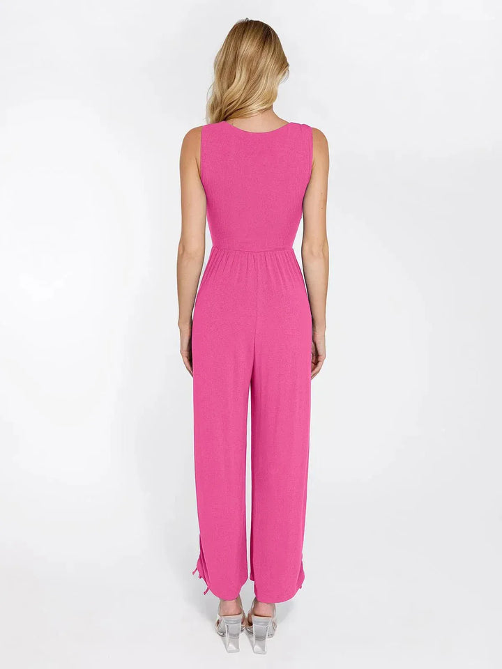 Popilush? Casual Slimming Jumpsuit Fashion Shapewear Square Neck Tummy Control Wide Leg Jumpsuit