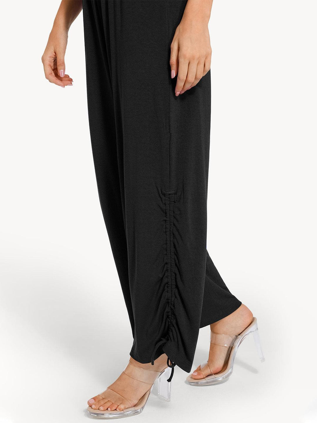 Popilush? Casual Slimming Jumpsuit Fashion Shapewear Square Neck Tummy Control Wide Leg Jumpsuit
