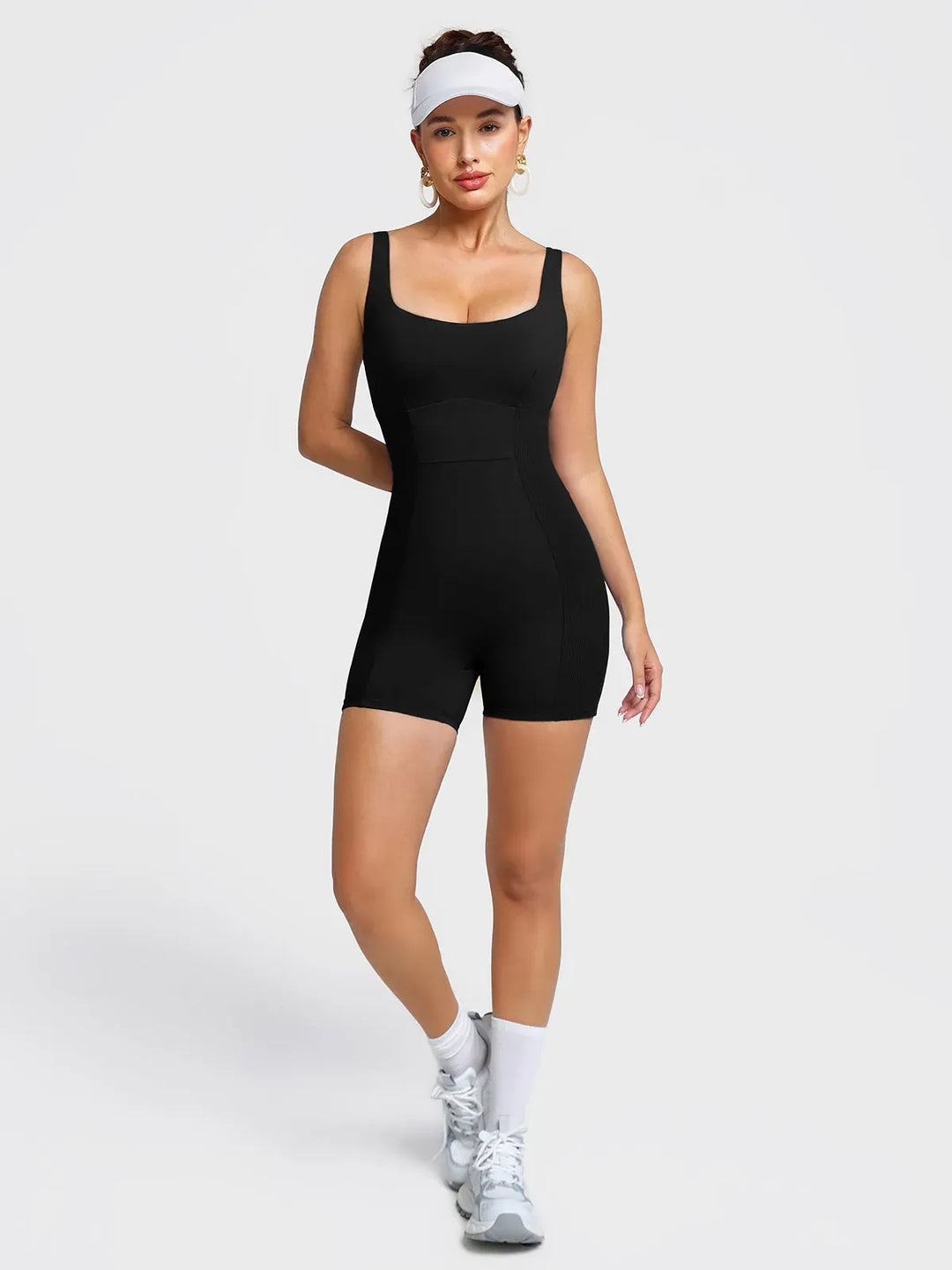Square Neck Tummy Control Strappy Romper