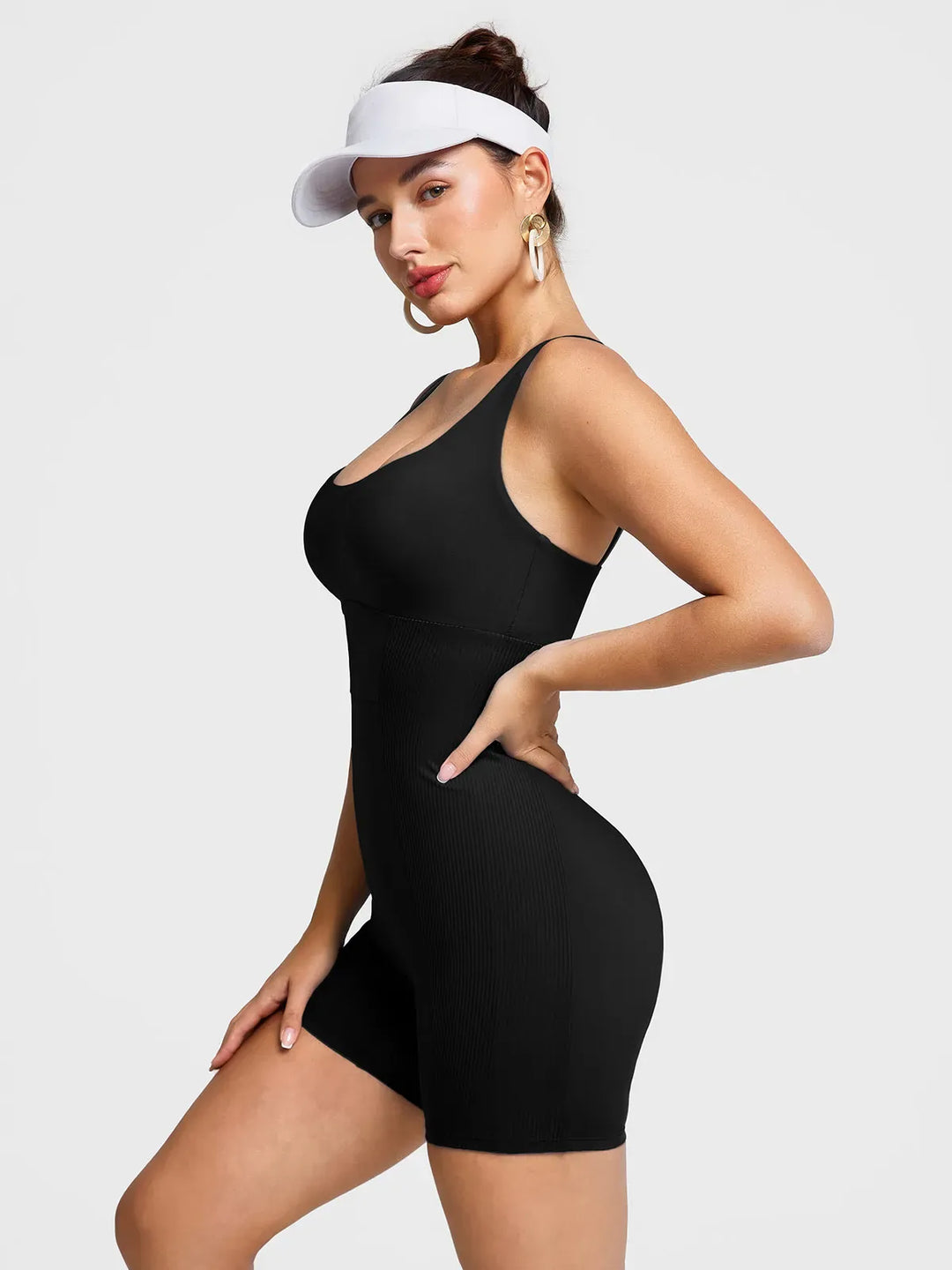 Square Neck Tummy Control Strappy Romper