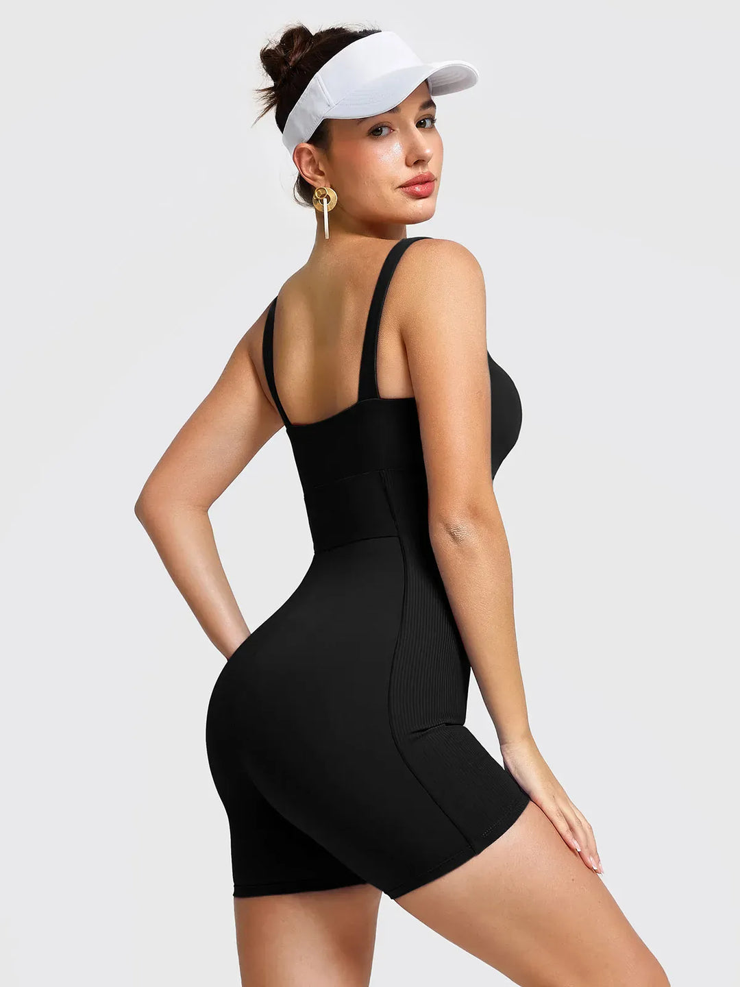 Square Neck Tummy Control Strappy Romper