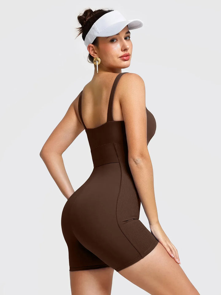 Square Neck Tummy Control Strappy Romper